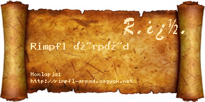 Rimpfl Árpád névjegykártya